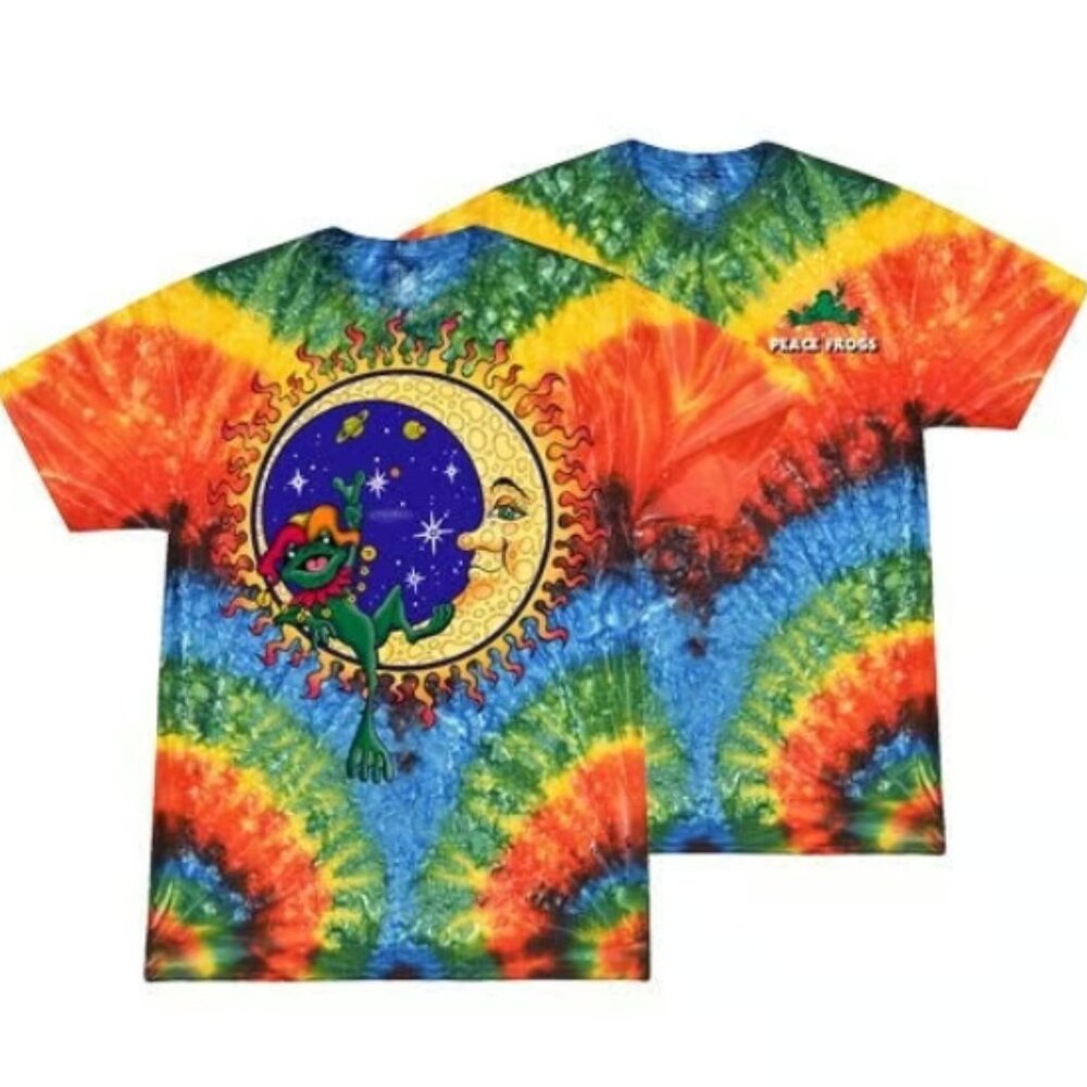 Peace Frogs Cosmic Frog Tie-Dye T-Shirt ~ Choose Your Size ~ 100% Cotton ~ New!